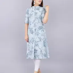 Women Leaf Print Straight Kurta-image-2
