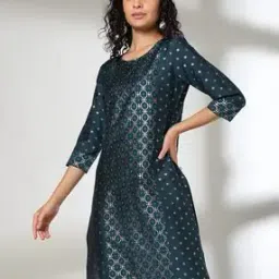 Women Geometric Print Straight Kurta-image-77