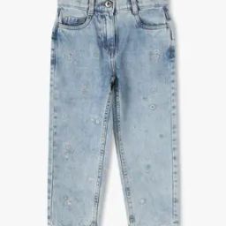Girls Relaxed Cotton Jeans with Embroidery-image-27