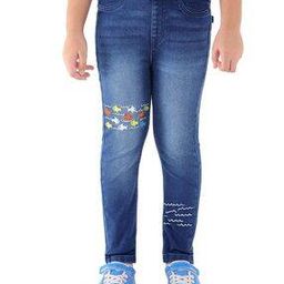 Lightly Washed Skinny Jeggings with Embroidery-image-66