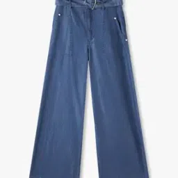 Girls Carpenter Lightly Washed Relaxed Jeans with Belt-image-28