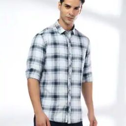 Men Checked Slim Fit Shirt with Patch Pocket-image-75