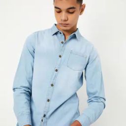 Washed Regular Fit Shirt with Patch Pocket-image-0