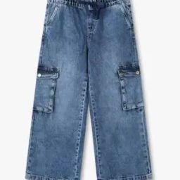 Girls Lightly Washed Wide-Leg Jeans-image-6