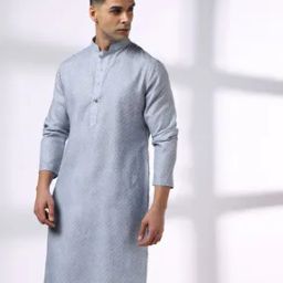 Men Chevron Print Slim Fit Kurta-image-59