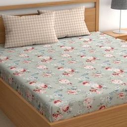 210 TC Floral Print King-Size Bedsheet with Pillow Covers-picture-21