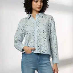 Women Schiffli Embroidered Relaxed Fit Shirt-image-16