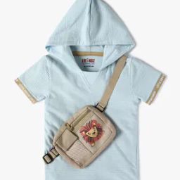 Boys Regular Fit Hooded t-Shirt with Attached Pouch-image-12