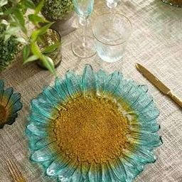 Set of 2 Ombre-Dyed Gerbera Shape Glass Dinner Plates-image-92