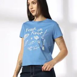 Women Graphic Print Regular Crew-Neck T-Shirt-image-90