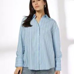 Women Striped Relaxed Fit Shirt-image-95