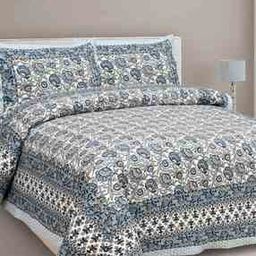 Floral Print King-Size Bedsheet with Pillow Covers-50