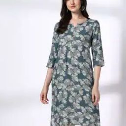 Women Leaf Print Straight Kurta-image-63