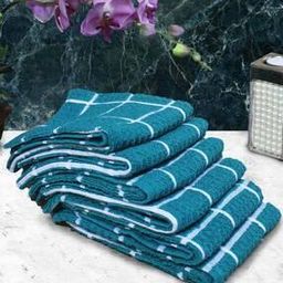 Set of 6 Checked Hand Towels 23"x 15"-7