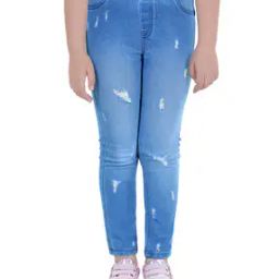 Mid-Wash Distressed Skinny Jeggings-picture-10