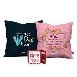 Set of 2 Dad & Mom Quote Print Cushions 12" x 12"-31