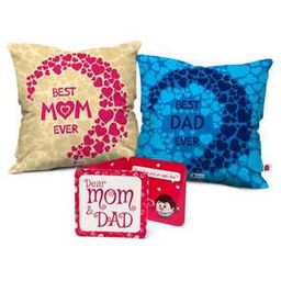 Set of 2 Dad & Mom Quote Print Cushions 12" x 12"-20