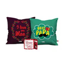 Set of 2 Dad & Mom Quote Print Cushions 12" x 12"-16