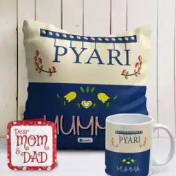 Typographic Print Cushion Cover with Cup-45
