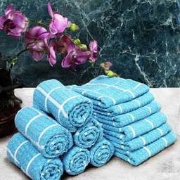 Set of 12 Checked Cotton Hand Towels 23" x 15"-18