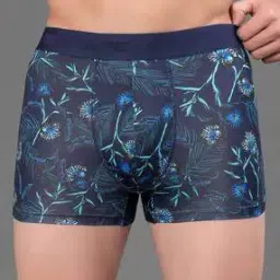 Men Floral Print Trunks with Elasticated Waistband-image-18