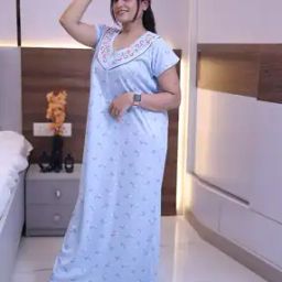 Women V-Neck Floral Print Nightgown-image-2