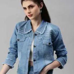 Washed Jacket with Frayed Hem-image-80