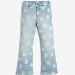 Girls Typographic Print Denim Jeans-picture-21