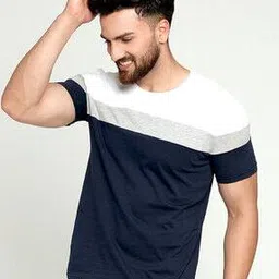 Crew-Neck T-shirt with Contrast Stripes-image-57