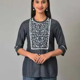 Straight Tunic with Embroidered Yoke-image-42