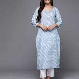 Women Leheriya Print Round-Neck Straight Kurta-picture-13
