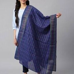 Women Checked Pure Cotton Dupatta-image-10