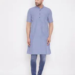 Striped Long Kurta with Patch Pocket-3
