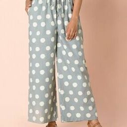 Polka-Dot Print Pants with Drawstring Waist-image-72