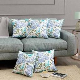 Set of 5 Floral Print Cushion Covers 16" x 16"-image-32