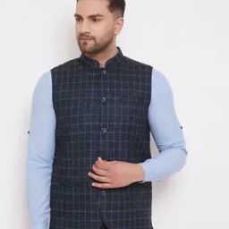 Checked Nehru jacket-50