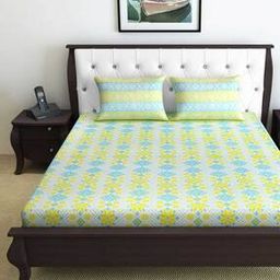 120 TC Dimensional Double Size Bedsheet with 2 Pillow Covers-image-91