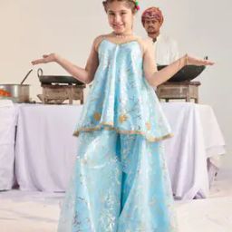 Girls Floral Print A-Line Kurta & Palazzos Set-image-2