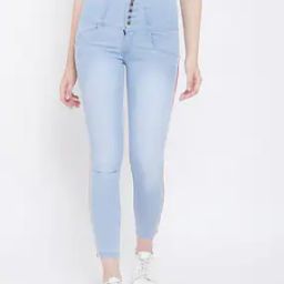 Lightly Washed Slim Jeans with Contrast Taping-image-46