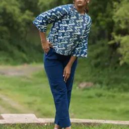 Women Meandering Streams Print Top & Pants Set-image-4