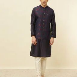 Mandarin Collar Nehru jacket with Sleeveless-image-36