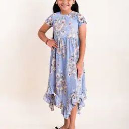 kiddopanti Girls Floral Print A-Line Dress-picture-0