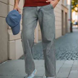 Shein Full Length Stone Wash Seam Detail Straight Jeans-image-85