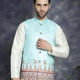 Men Regular Fit Mandarin-Neck Nehru Jacket-44