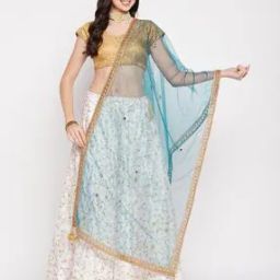 Embellished Dupatta with Lace Border-picture-30