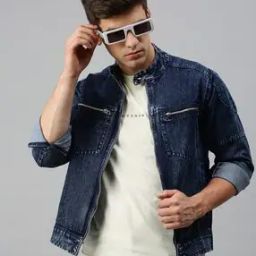 Washed Denim Jacket with Zip Front-picture-14