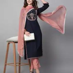 Women Embroidered Straight Kurta Set-image-92