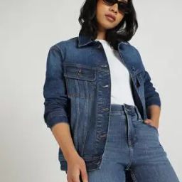 Women Denim Jacket with Flap Pockets-image-28