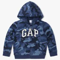 Boys Camouflage Print Zip-Front Hoodie-image-89