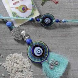 Set of 2 Evil Eye Rakhi with Roli Chawal-2